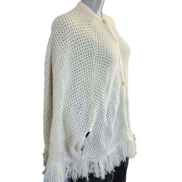 Vintage 70s Crochet Poncho Cardigan Wrap Jacket Shawl Women One Size Fall Winter - Picture 7 of 16